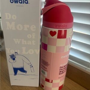Owala Pink Checkered Water Bottle